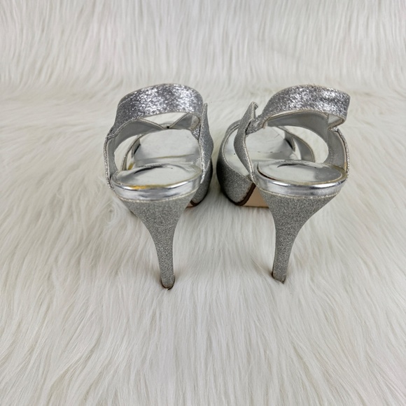 Shiekh Ruby-S Silver Glitter Slingback Platform Heels Shoes Sandals Size 9 - Picture 8 of 12